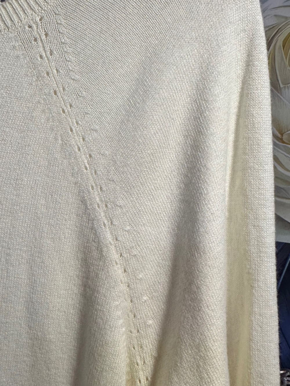 Talbots L Sweater Ivory Sparkle Sequin Snowflake Cashmere Blend Holiday - Picture 5 of 11